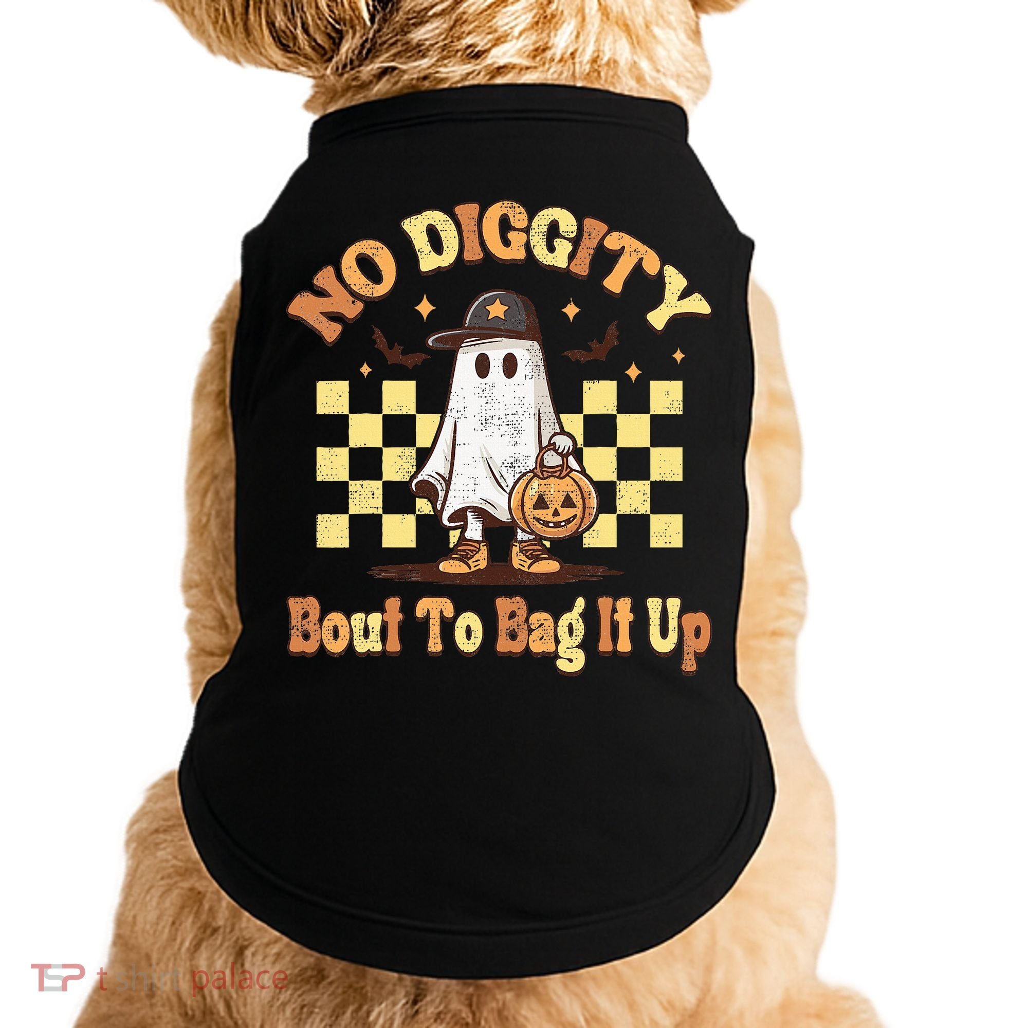 No Diggity Bout To Bag It Up Cool Ghost Halloween Doggie Tank