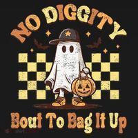 No Diggity Bout To Bag It Up Cool Ghost Halloween Bucket Hat thumb 4