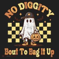 No Diggity Bout To Bag It Up Cool Ghost Halloween Beanie thumb 2