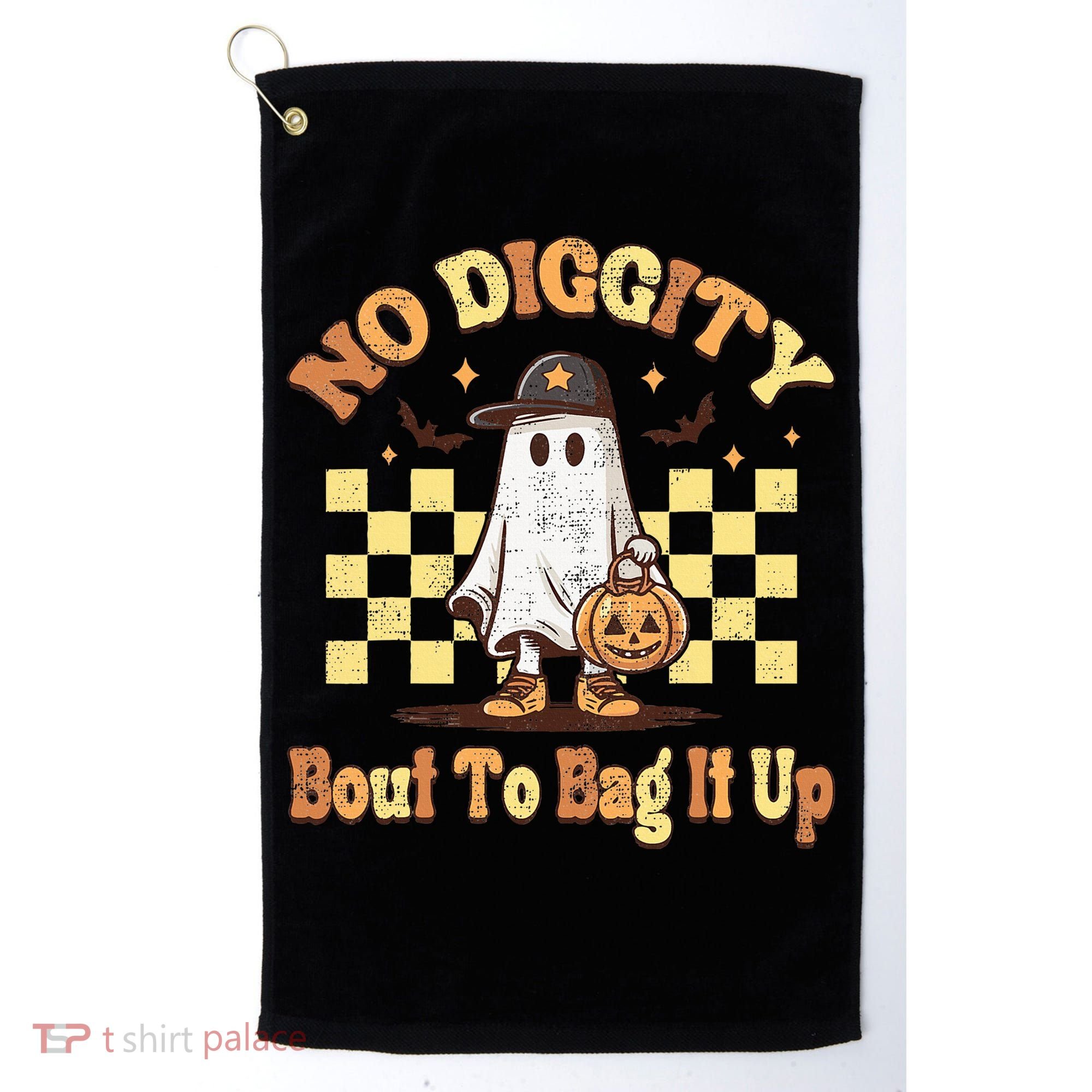 No Diggity Bout To Bag It Up Cool Ghost Halloween Golf Towel
