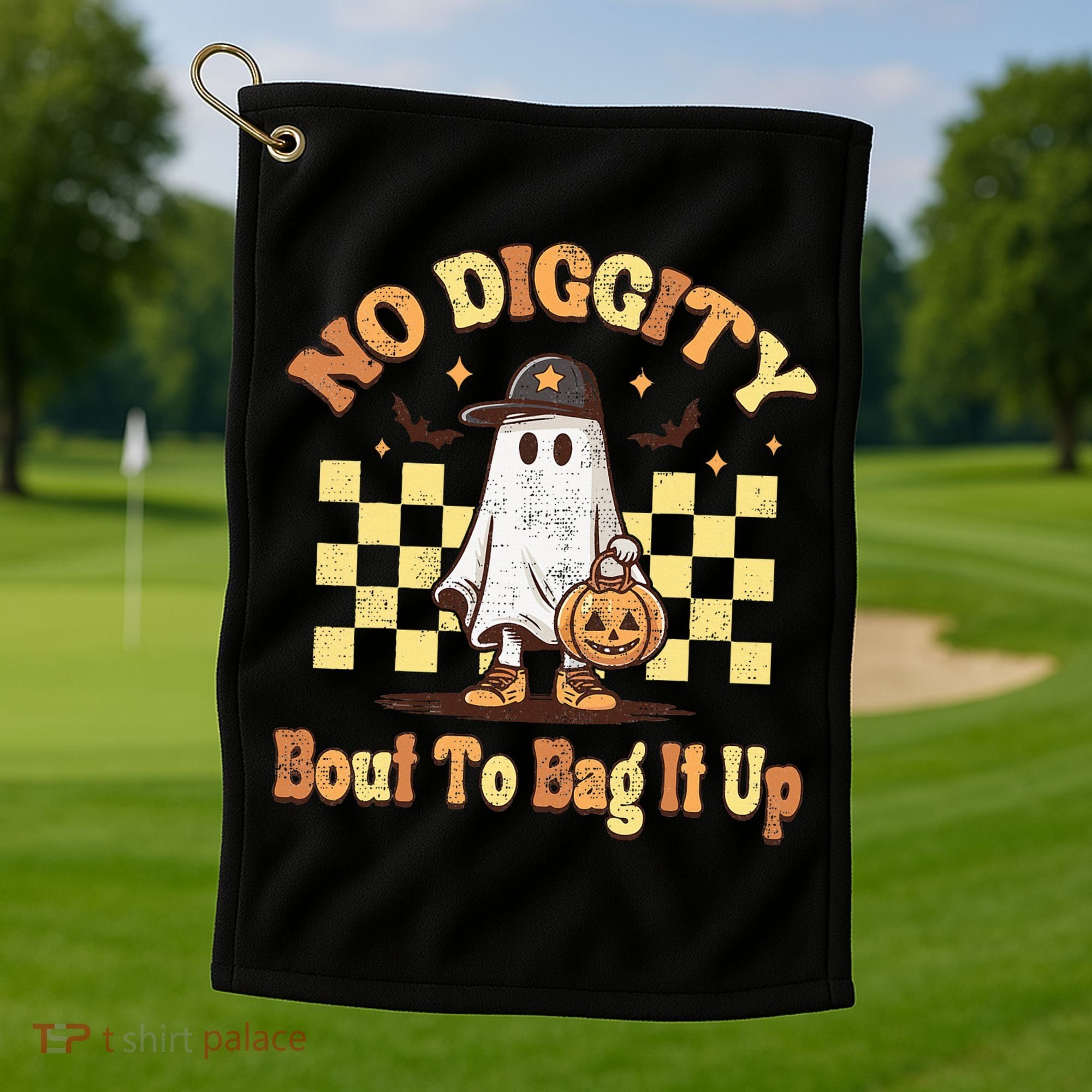 No Diggity Bout To Bag It Up Cool Ghost Halloween Golf Towel