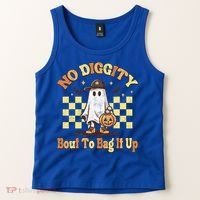 No Diggity Bout To Bag It Up Cool Ghost Halloween Tank Top thumb 2