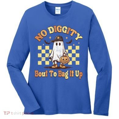 No Diggity Bout To Bag It Up Cool Ghost Halloween Women's Long Sleeve Shirt