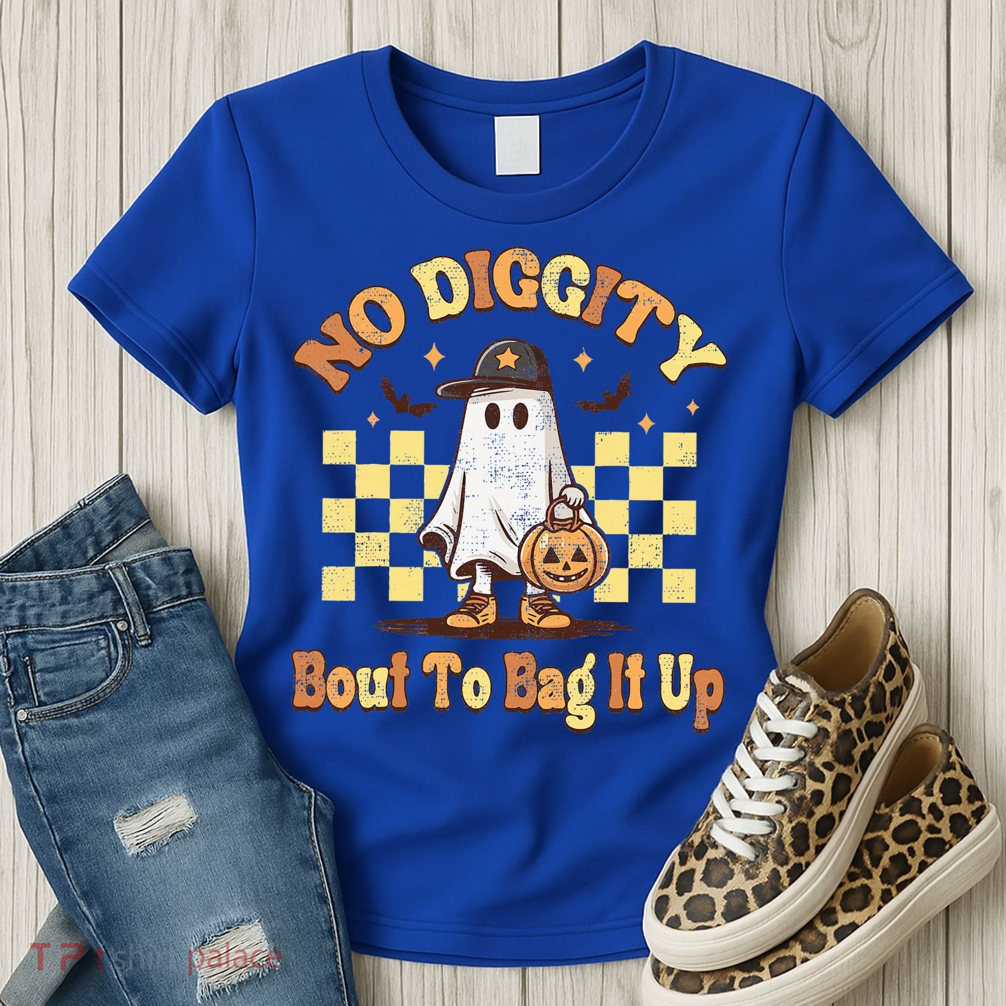 No Diggity Bout To Bag It Up Cool Ghost Halloween Women's T-Shirt