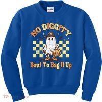 No Diggity Bout To Bag It Up Cool Ghost Halloween Kids Sweatshirt thumb 0