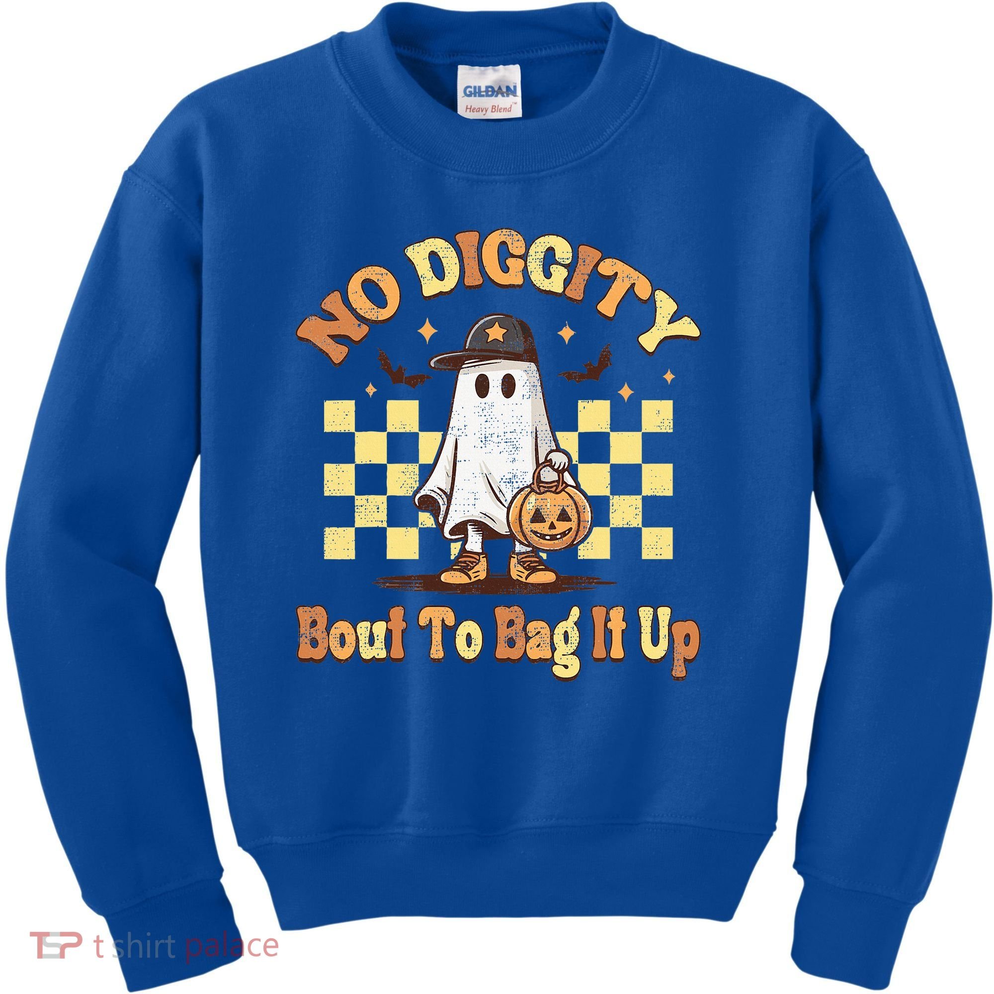 No Diggity Bout To Bag It Up Cool Ghost Halloween Kids Sweatshirt