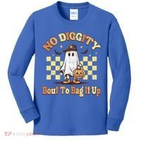 No Diggity Bout To Bag It Up Cool Ghost Halloween Kids Long Sleeve Shirt thumb 0