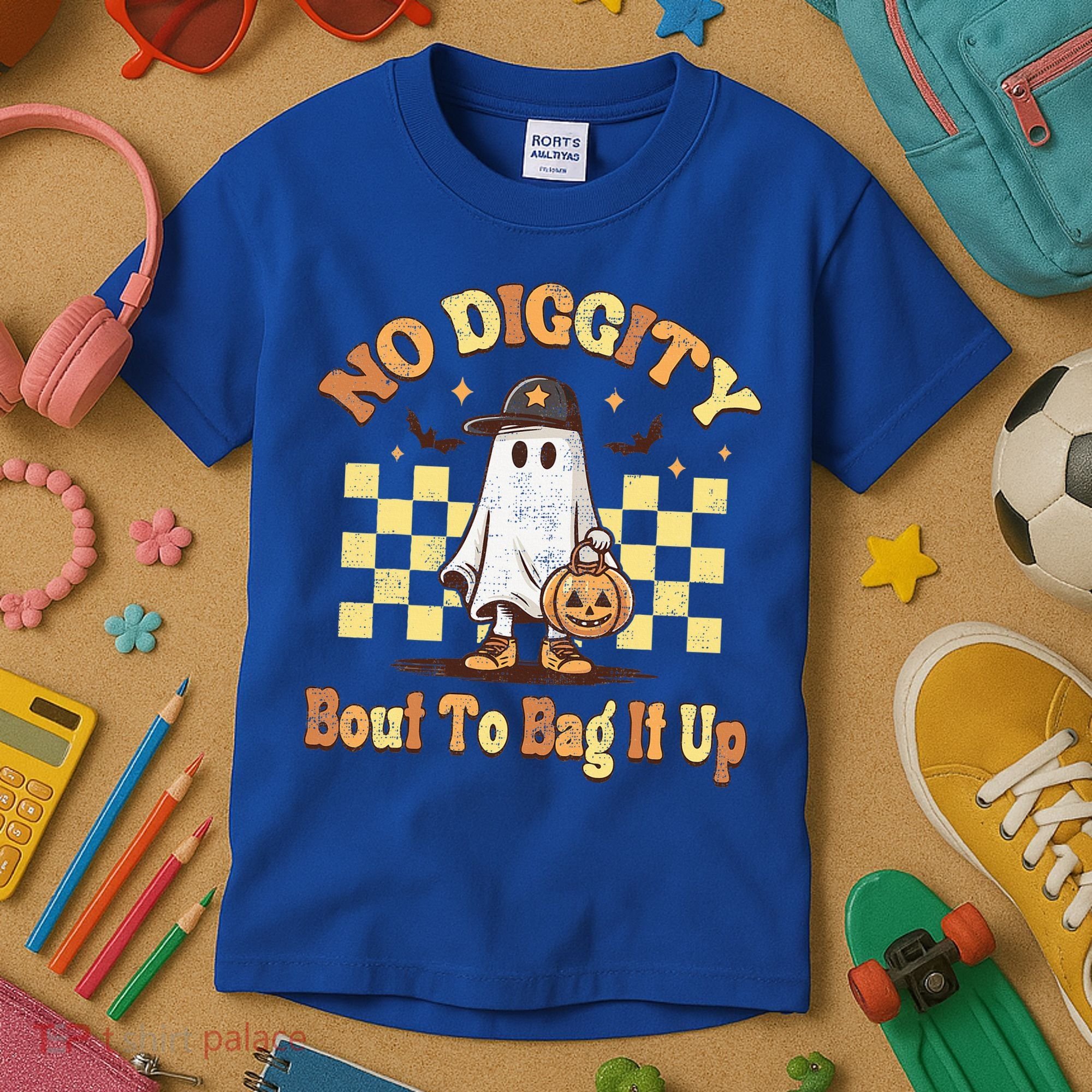 No Diggity Bout To Bag It Up Cool Ghost Halloween Kids T-Shirt