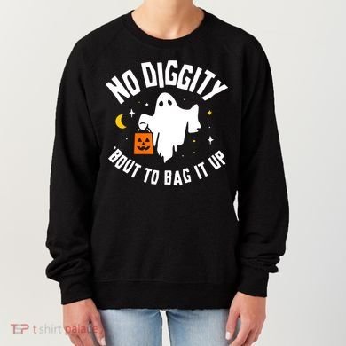 No Diggity Bout To Bag It Up Cute Ghost Halloween Candy Women's Sweatshirt