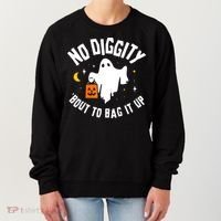 No Diggity Bout To Bag It Up Cute Ghost Halloween Candy Women's Sweatshirt thumb 0