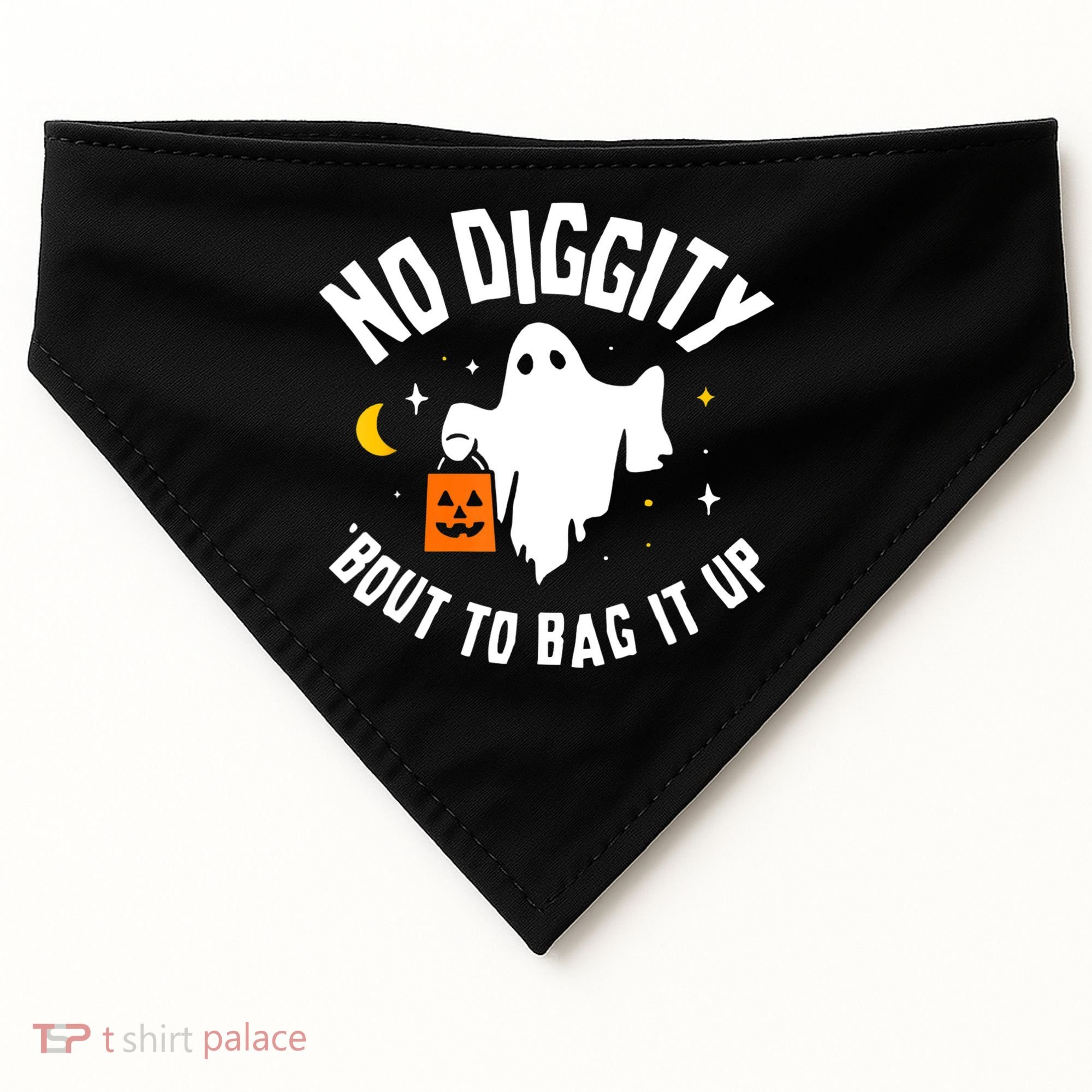 No Diggity Bout To Bag It Up Cute Ghost Halloween Candy USA-Made Doggie Bandana