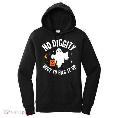 No Diggity Bout To Bag It Up Cute Ghost Halloween Candy Women's Hoodie