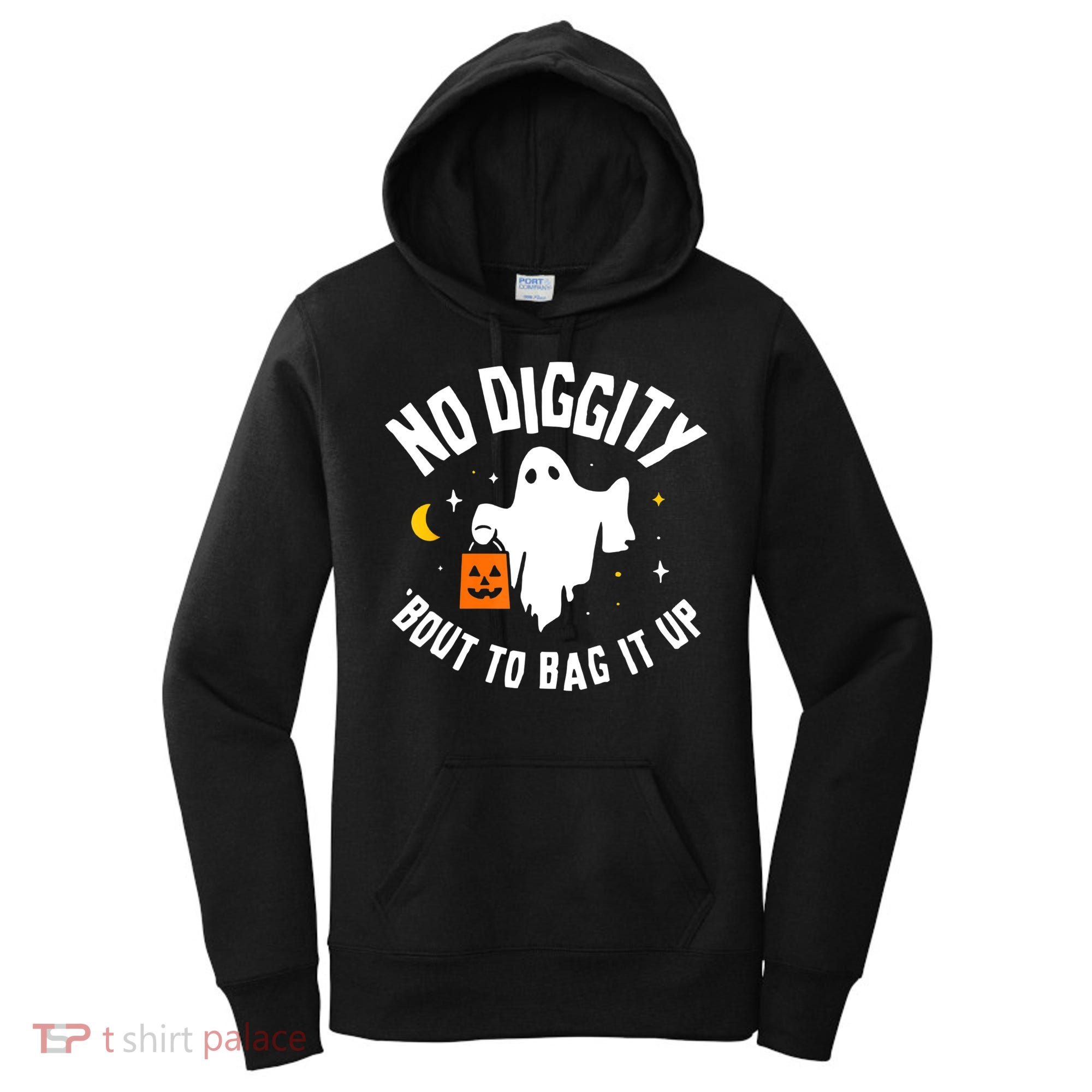 No Diggity Bout To Bag It Up Cute Ghost Halloween Candy Women's Hoodie