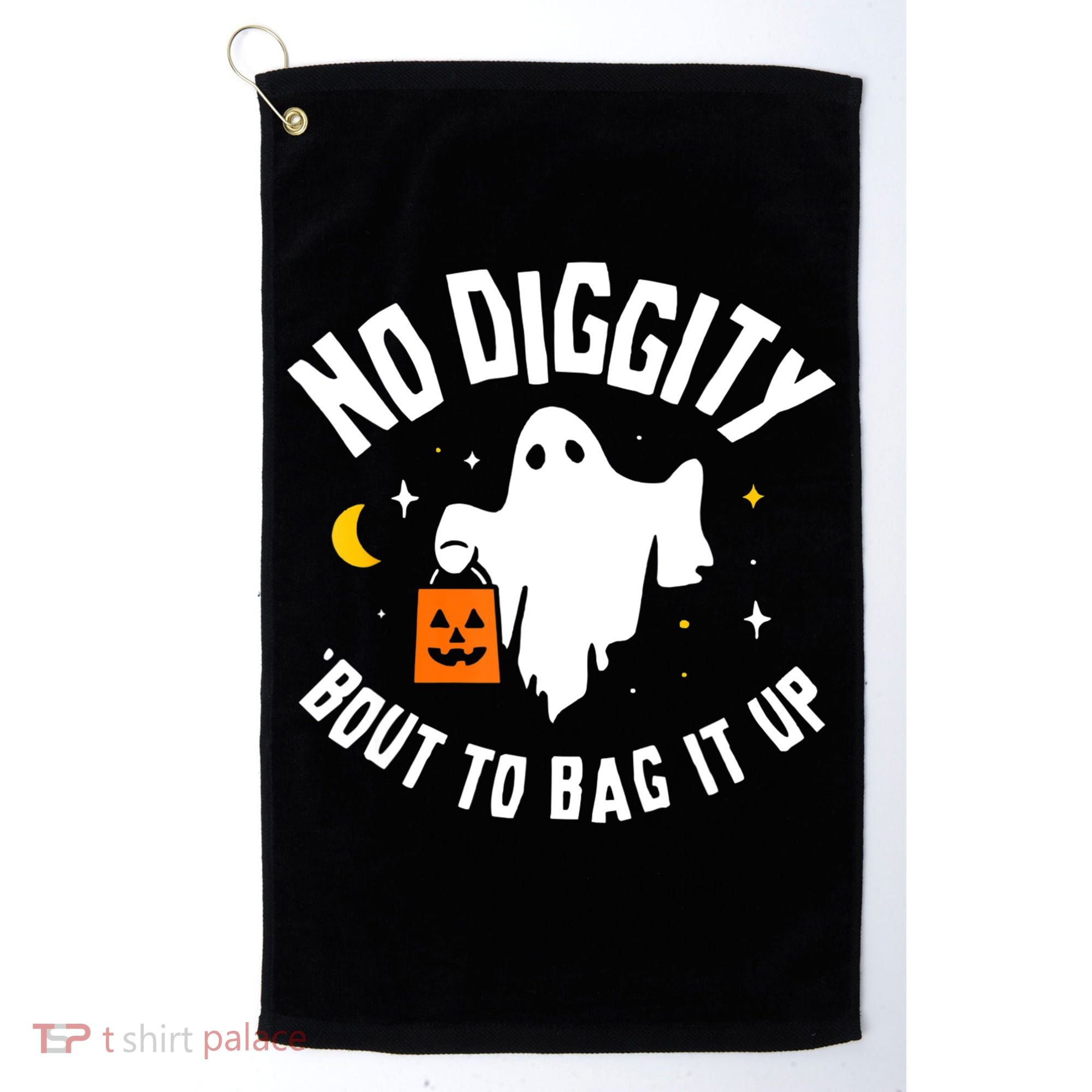 No Diggity Bout To Bag It Up Cute Ghost Halloween Candy Golf Towel
