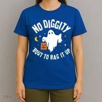 No Diggity Bout To Bag It Up Cute Ghost Halloween Candy T-Shirt thumb 4