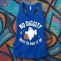 No Diggity Bout To Bag It Up Cute Ghost Halloween Candy Women's Tank Top thumb 3