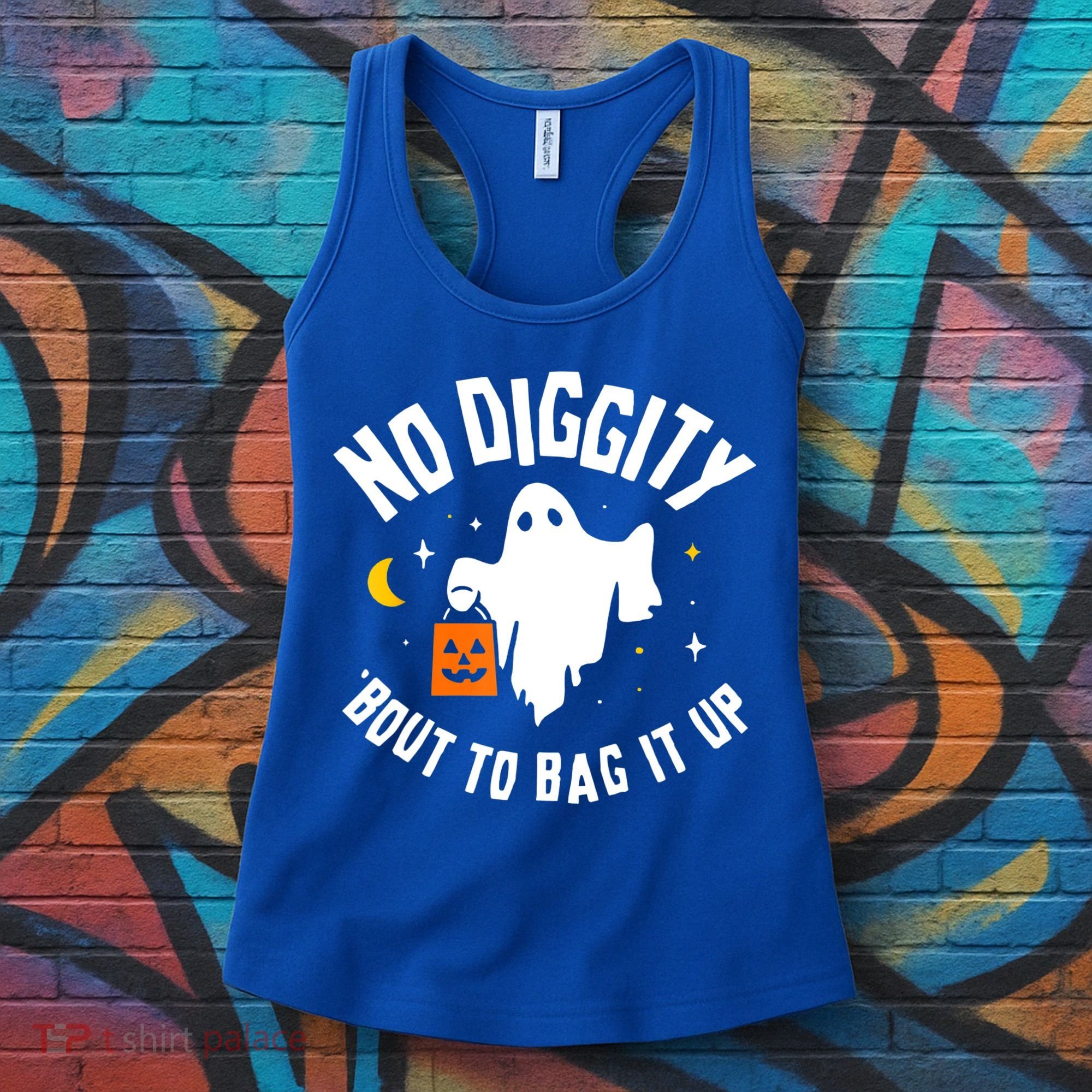 No Diggity Bout To Bag It Up Cute Ghost Halloween Candy Women's Tank Top
