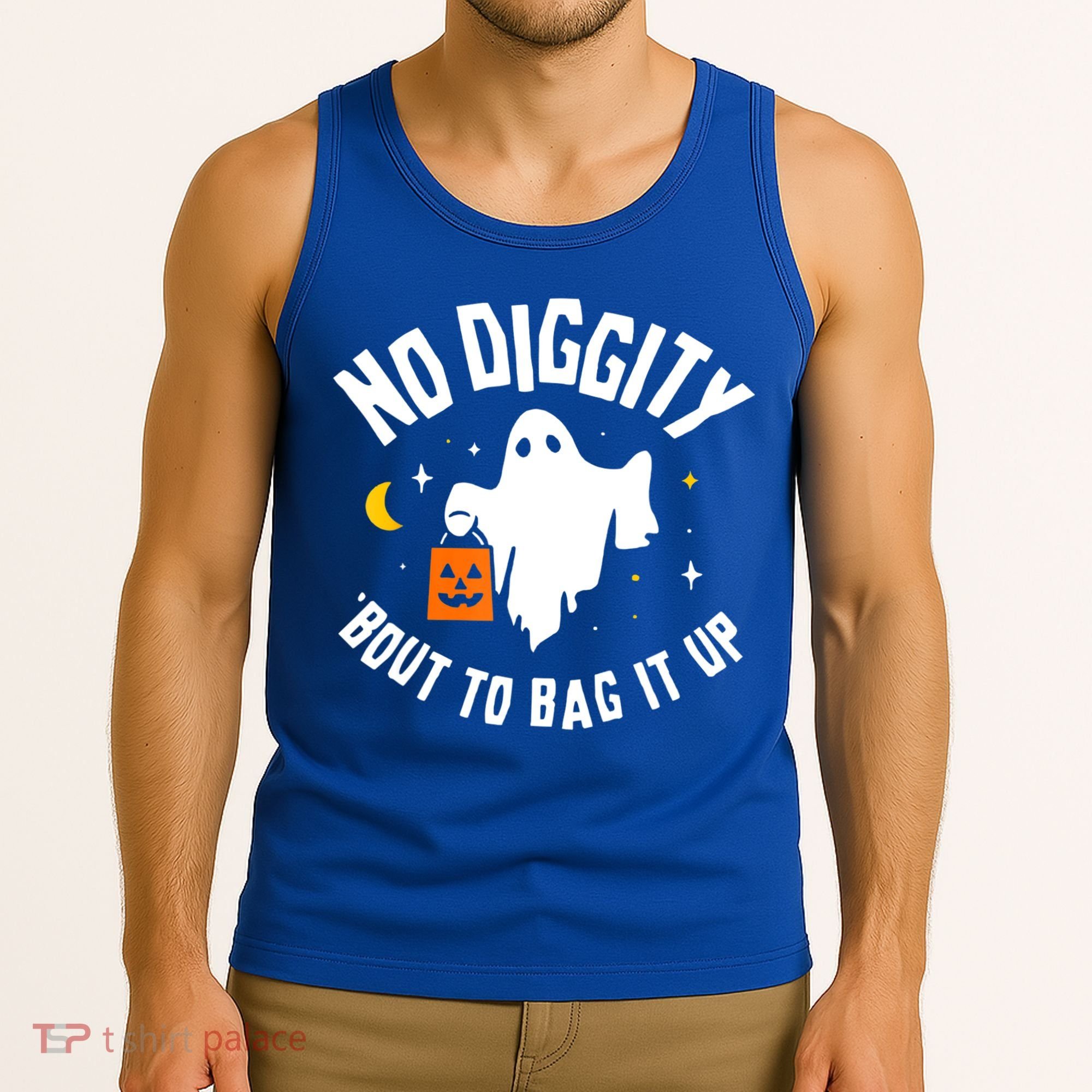 No Diggity Bout To Bag It Up Cute Ghost Halloween Candy Tank Top