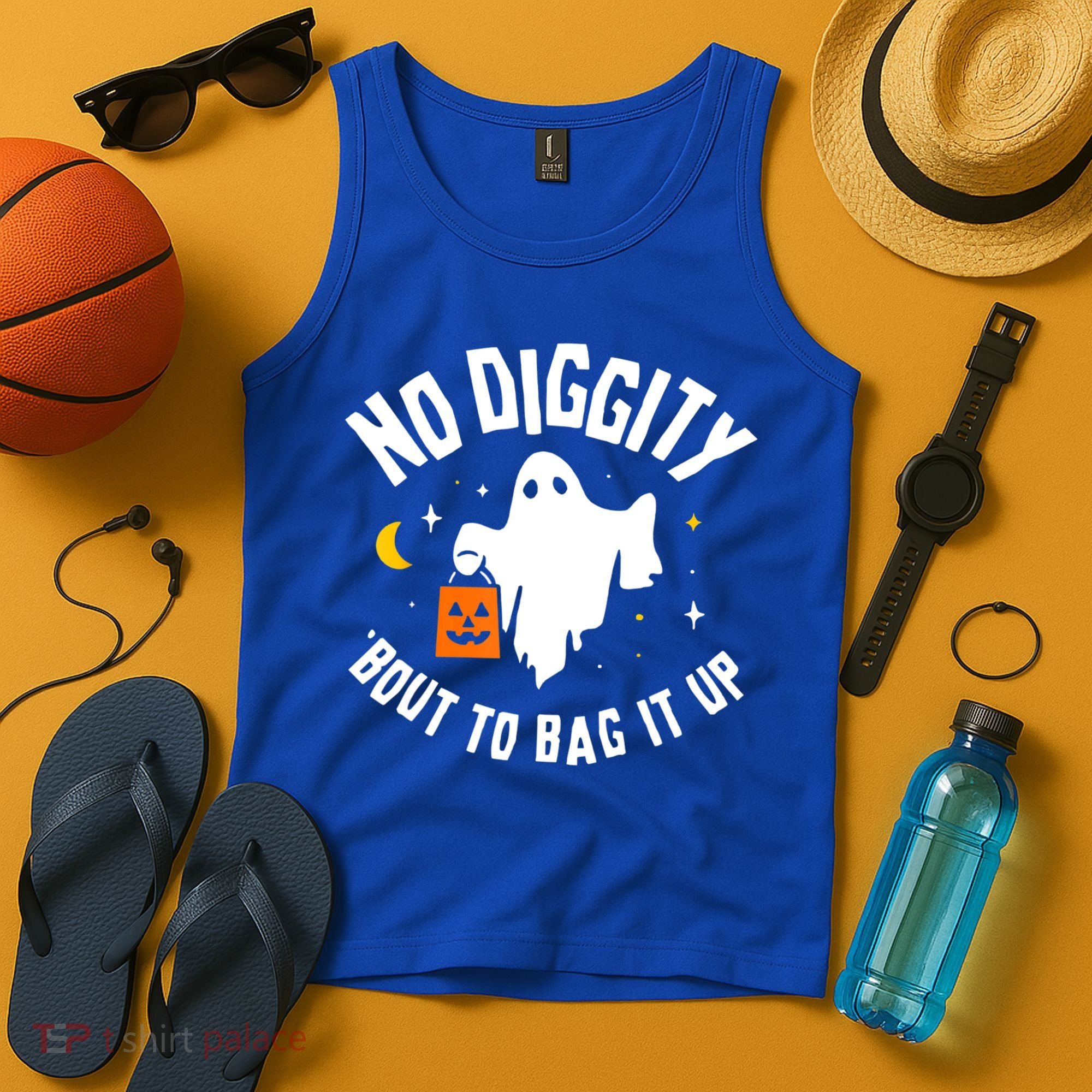 No Diggity Bout To Bag It Up Cute Ghost Halloween Candy Tank Top