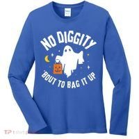No Diggity Bout To Bag It Up Cute Ghost Halloween Candy Women's Long Sleeve Shirt thumb 0