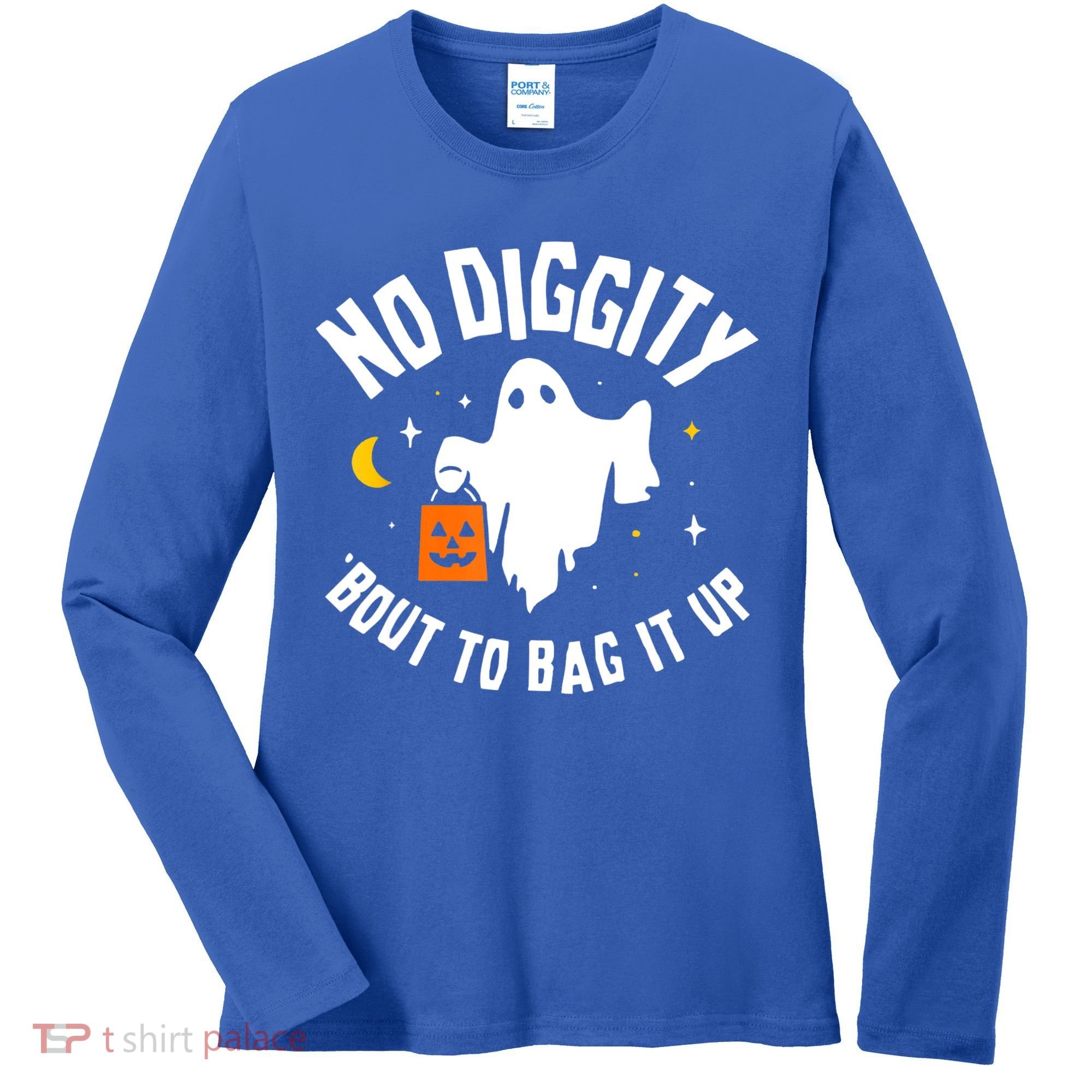 No Diggity Bout To Bag It Up Cute Ghost Halloween Candy Women's Long Sleeve Shirt