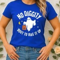 No Diggity Bout To Bag It Up Cute Ghost Halloween Candy Women's T-Shirt thumb 2