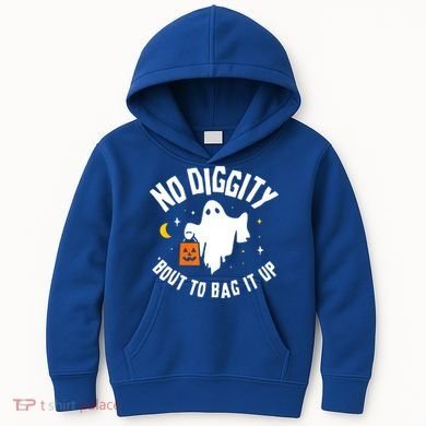No Diggity Bout To Bag It Up Cute Ghost Halloween Candy Kids Hoodie