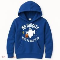 No Diggity Bout To Bag It Up Cute Ghost Halloween Candy Kids Hoodie thumb 0