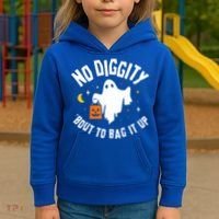 No Diggity Bout To Bag It Up Cute Ghost Halloween Candy Kids Hoodie thumb 3