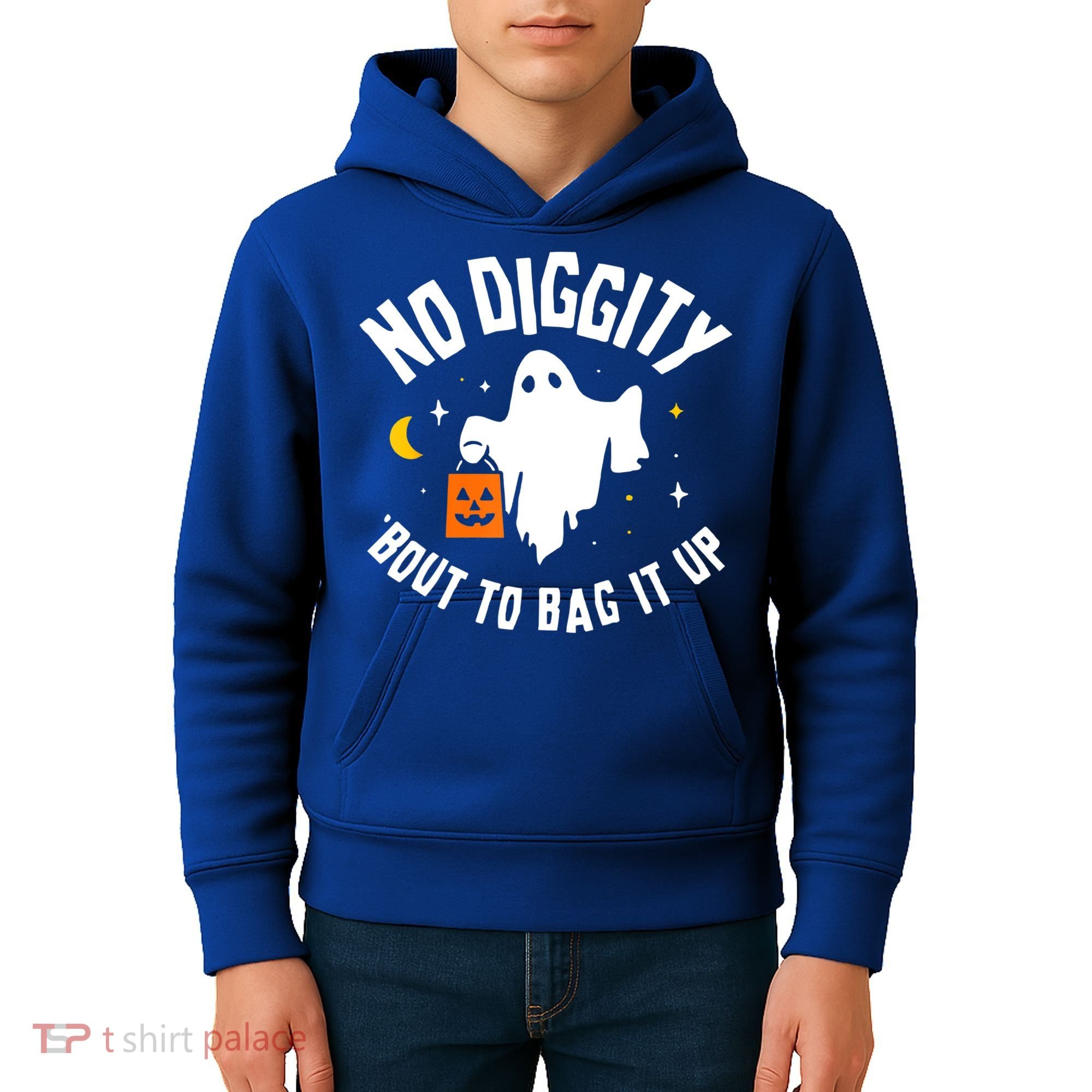No Diggity Bout To Bag It Up Cute Ghost Halloween Candy Kids Hoodie