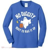 No Diggity Bout To Bag It Up Cute Ghost Halloween Candy Kids Long Sleeve Shirt thumb 0