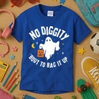 No Diggity Bout To Bag It Up Cute Ghost Halloween Candy Kids T-Shirt thumb 3