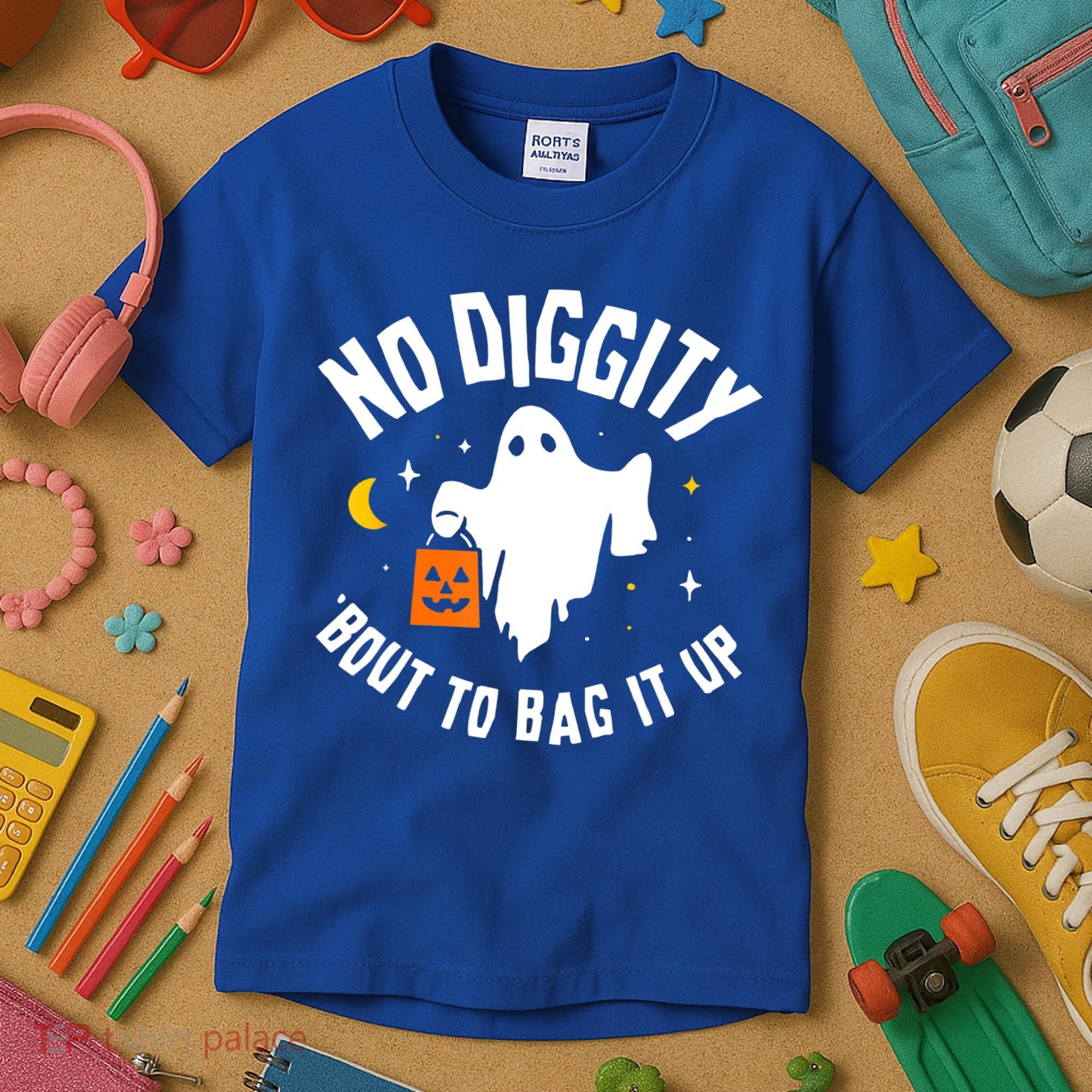 No Diggity Bout To Bag It Up Cute Ghost Halloween Candy Kids T-Shirt