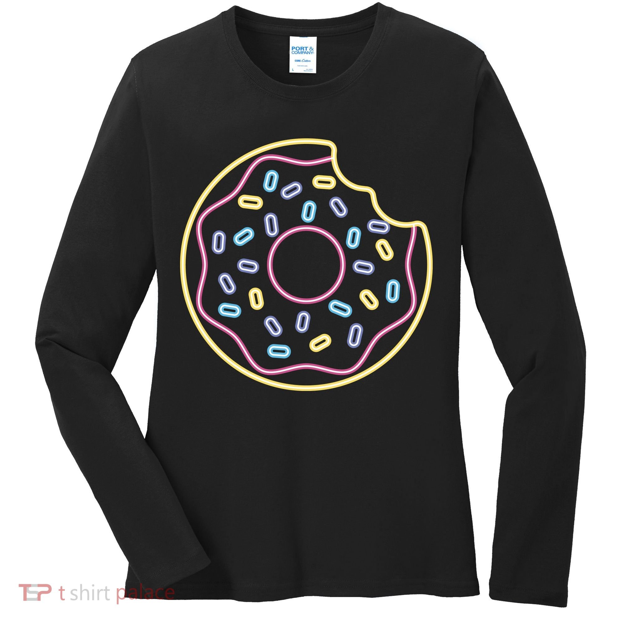Neon Donut Bite Women's Long Sleeve Shirt