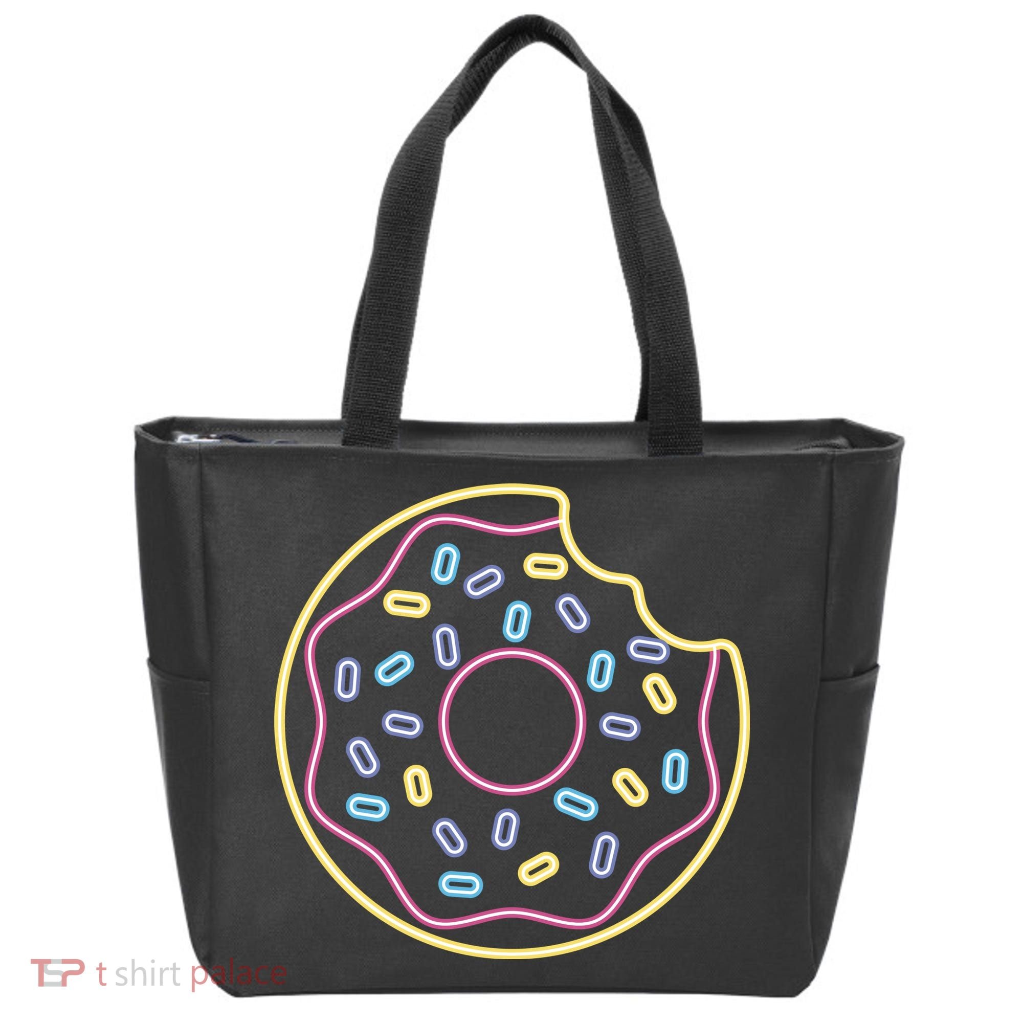 Neon Donut Bite Tote Bag