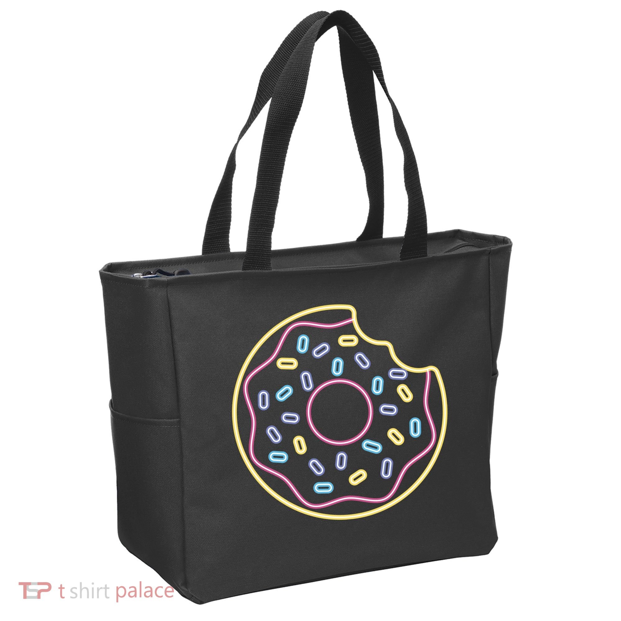 Neon Donut Bite Tote Bag