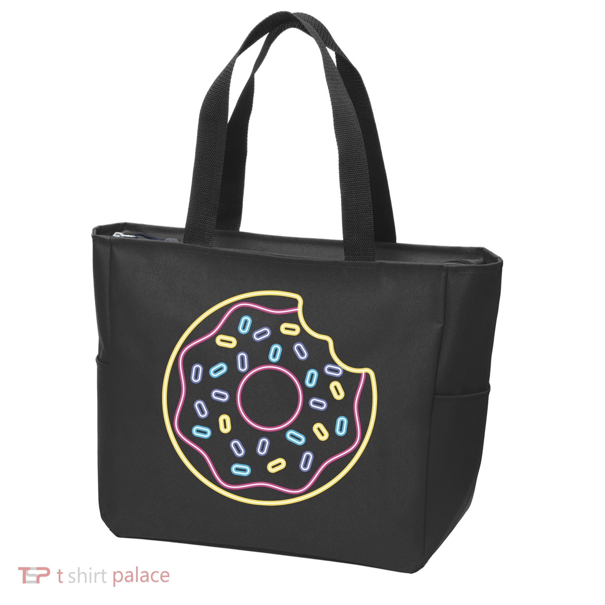 Neon Donut Bite Tote Bag