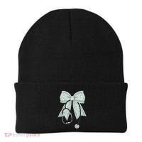 Nurse Doctor Coquette Bow Stethoscope Cute Nursing Ribbon Gift Beanie thumb 0