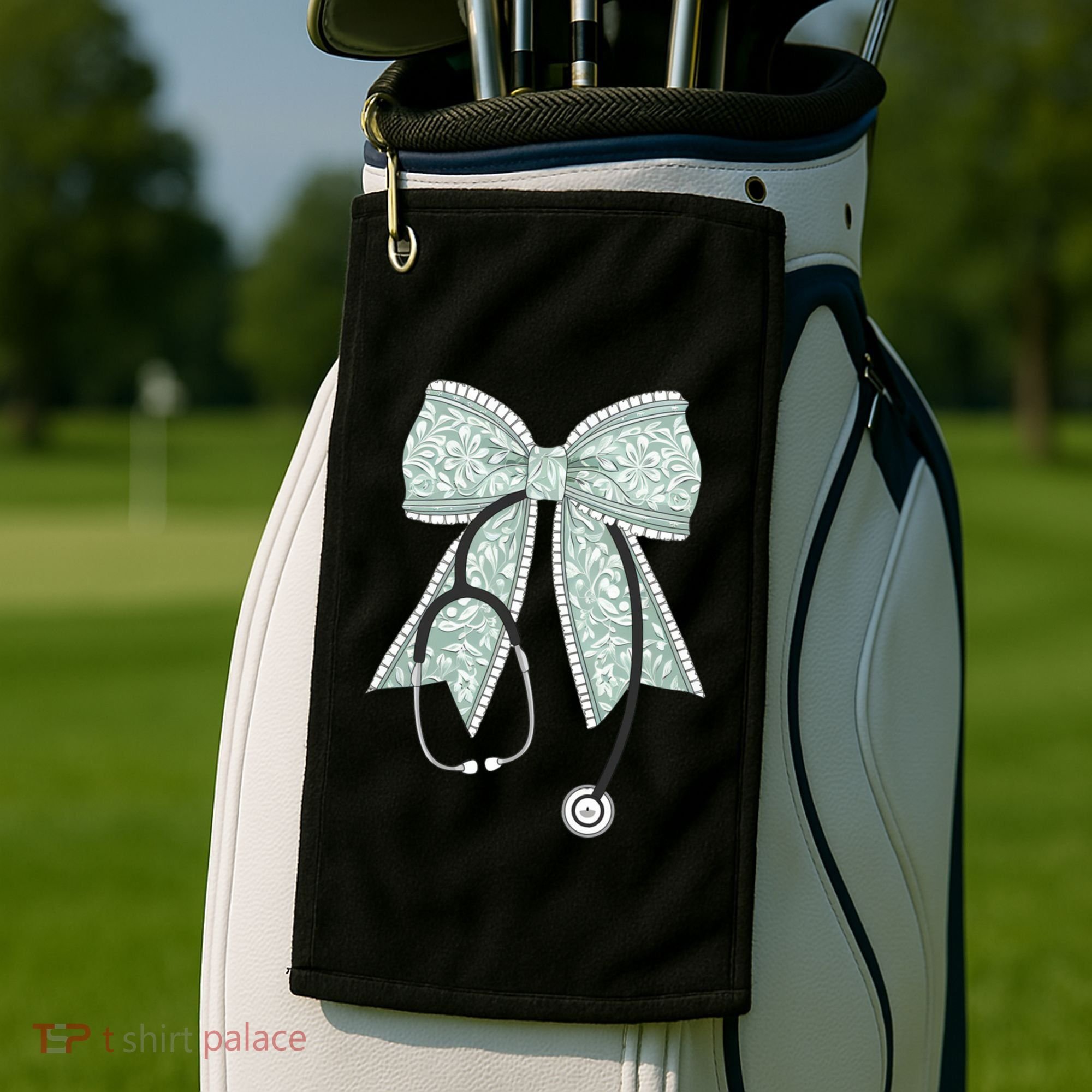 Nurse Doctor Coquette Bow Stethoscope Cute Nursing Ribbon Gift Golf Towel