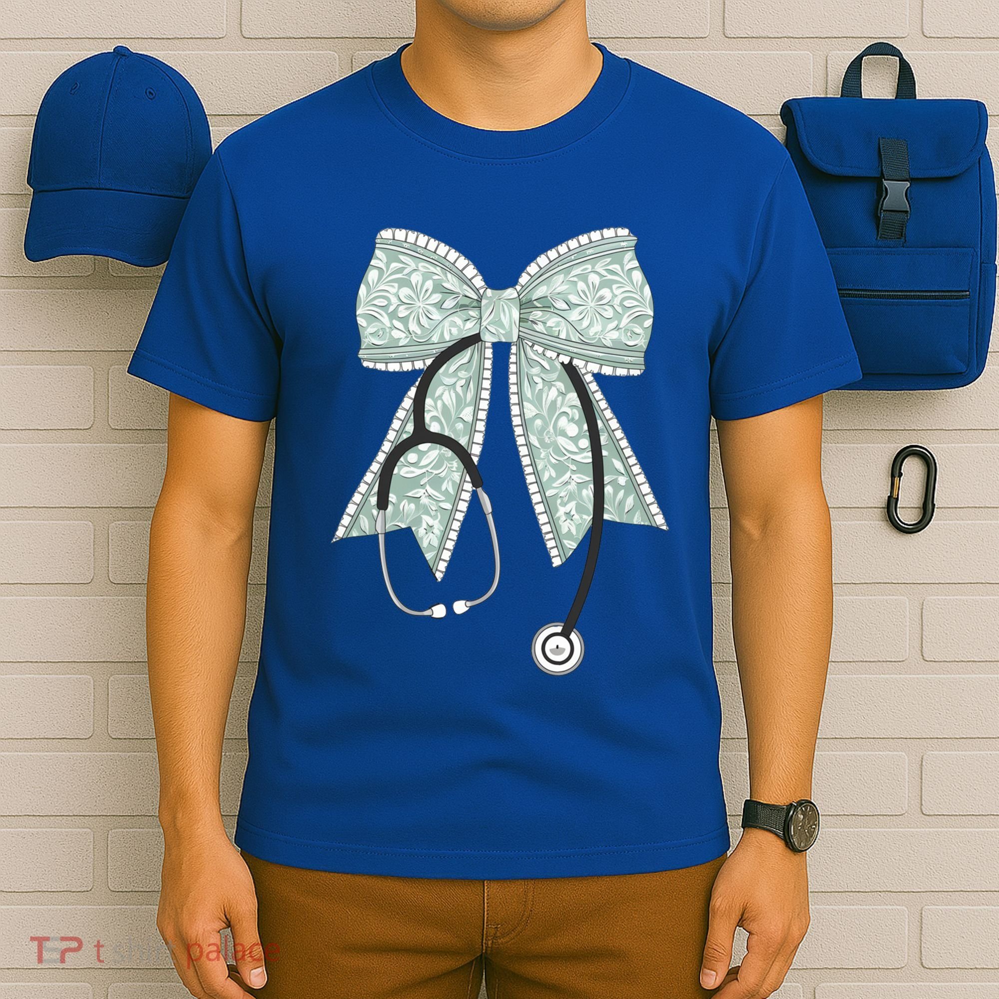 Nurse Doctor Coquette Bow Stethoscope Cute Nursing Ribbon Gift T-Shirt