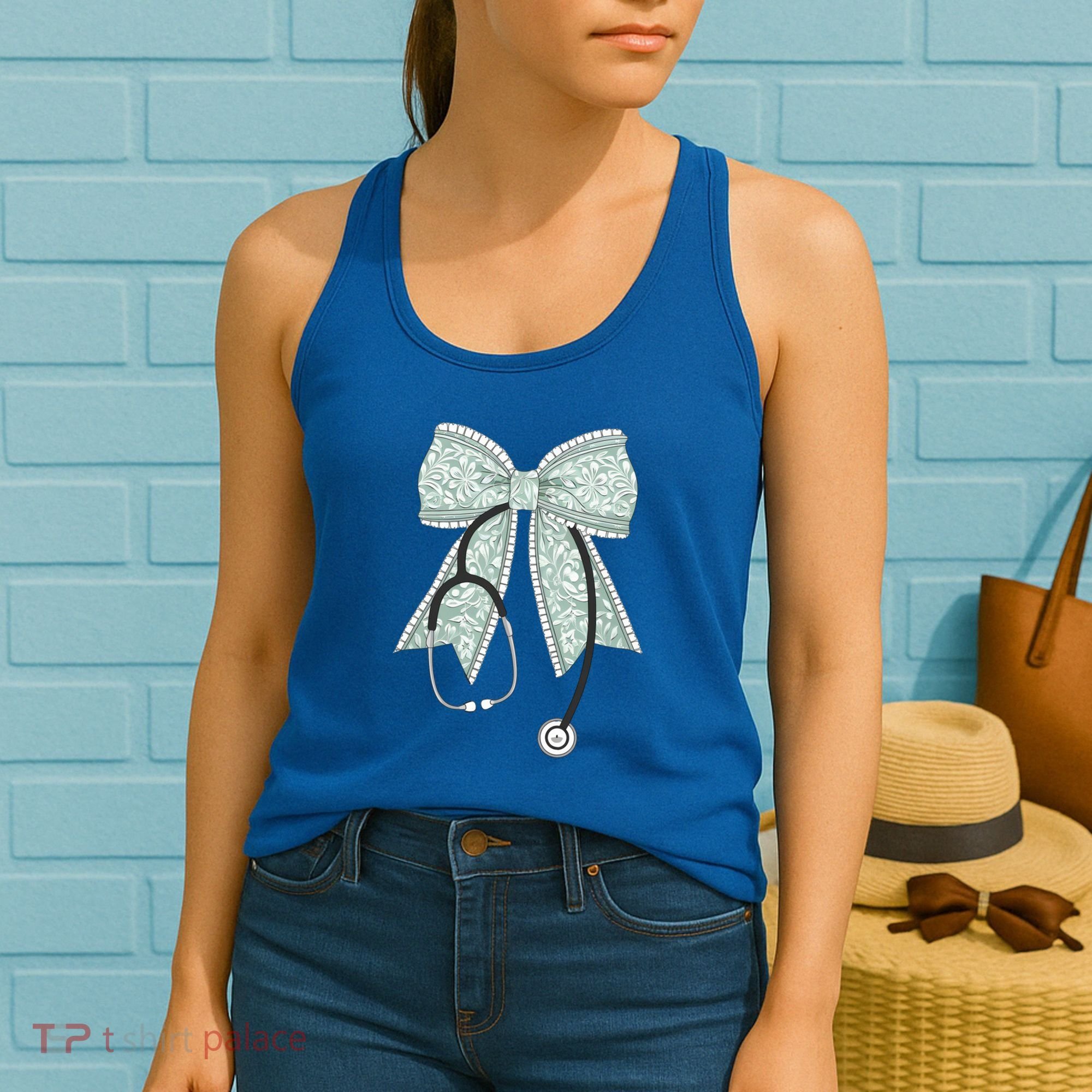 Nurse Doctor Coquette Bow Stethoscope Cute Nursing Ribbon Gift Women's Tank Top