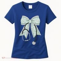 Nurse Doctor Coquette Bow Stethoscope Cute Nursing Ribbon Gift Women's T-Shirt thumb 0