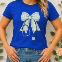 Nurse Doctor Coquette Bow Stethoscope Cute Nursing Ribbon Gift Women's T-Shirt thumb 2