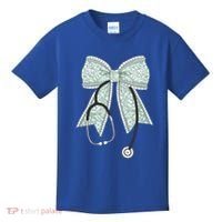 Nurse Doctor Coquette Bow Stethoscope Cute Nursing Ribbon Gift Kids T-Shirt thumb 0