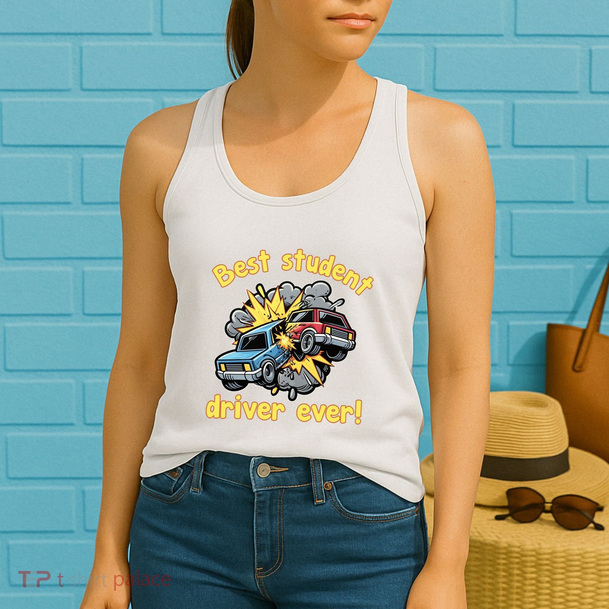 New Driver Funny Best Student Driver Ever Learning To Drive Women's Tank Top