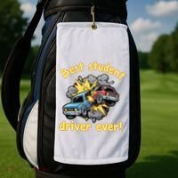 New Driver Funny Best Student Driver Ever Learning To Drive Golf Towel thumb 2
