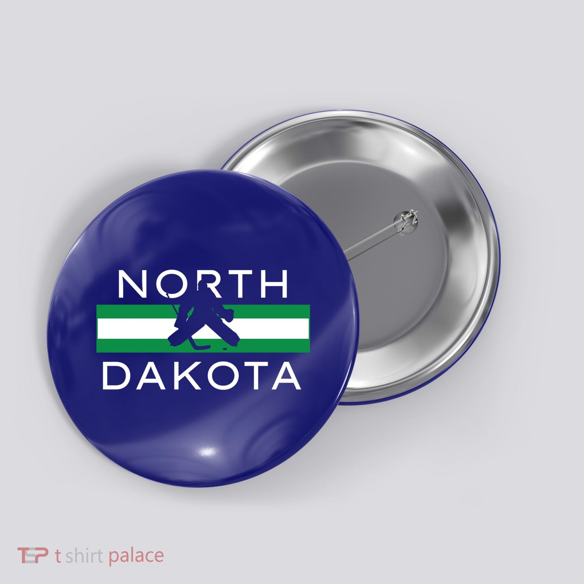 North Dakota Goalie Ice Hockey Player Coach Team State Gift Button
