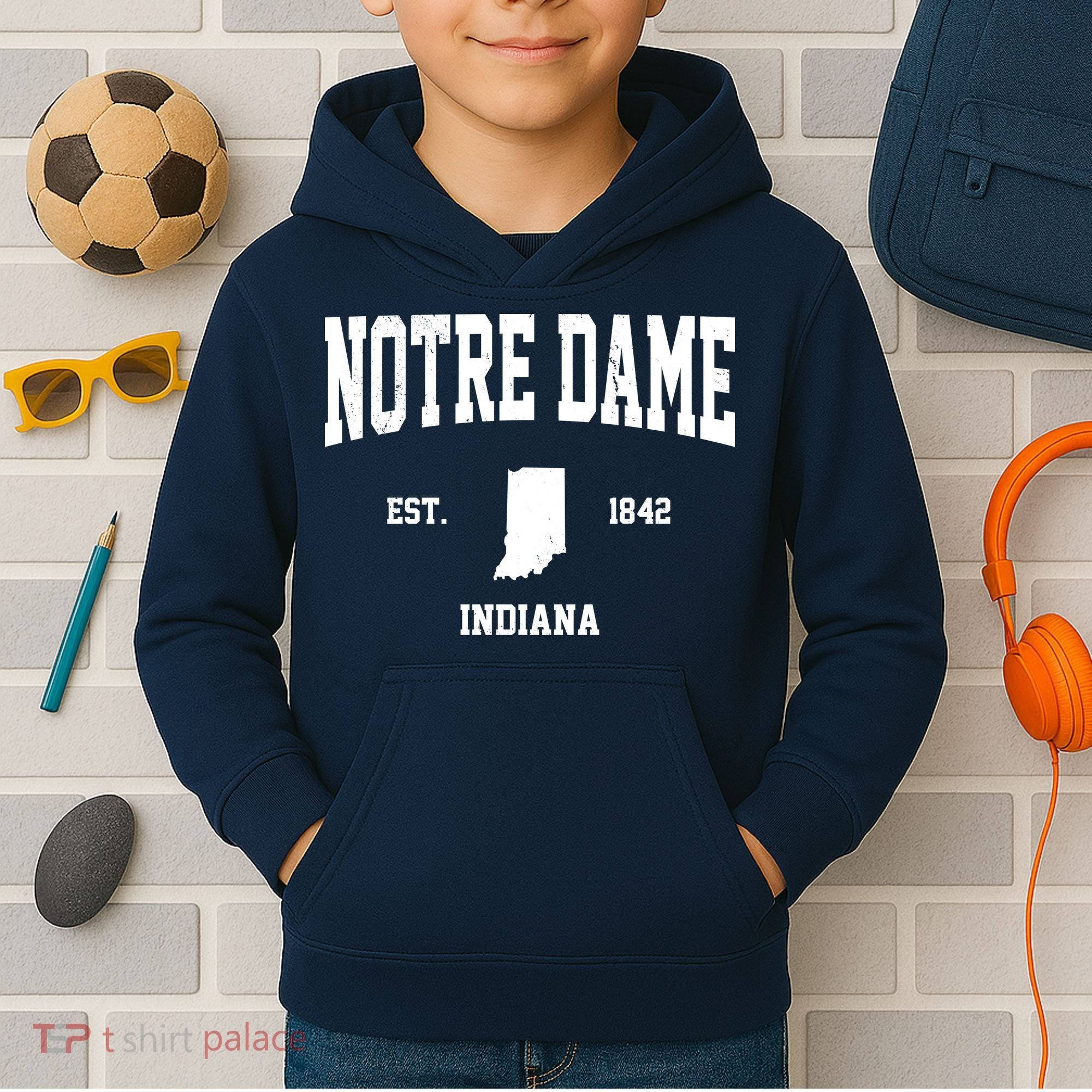 Notre Dame Indiana Est 1842 Kids Hoodie