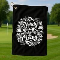 Nerdy Dirty Inked And Curvy Golf Towel thumb 1