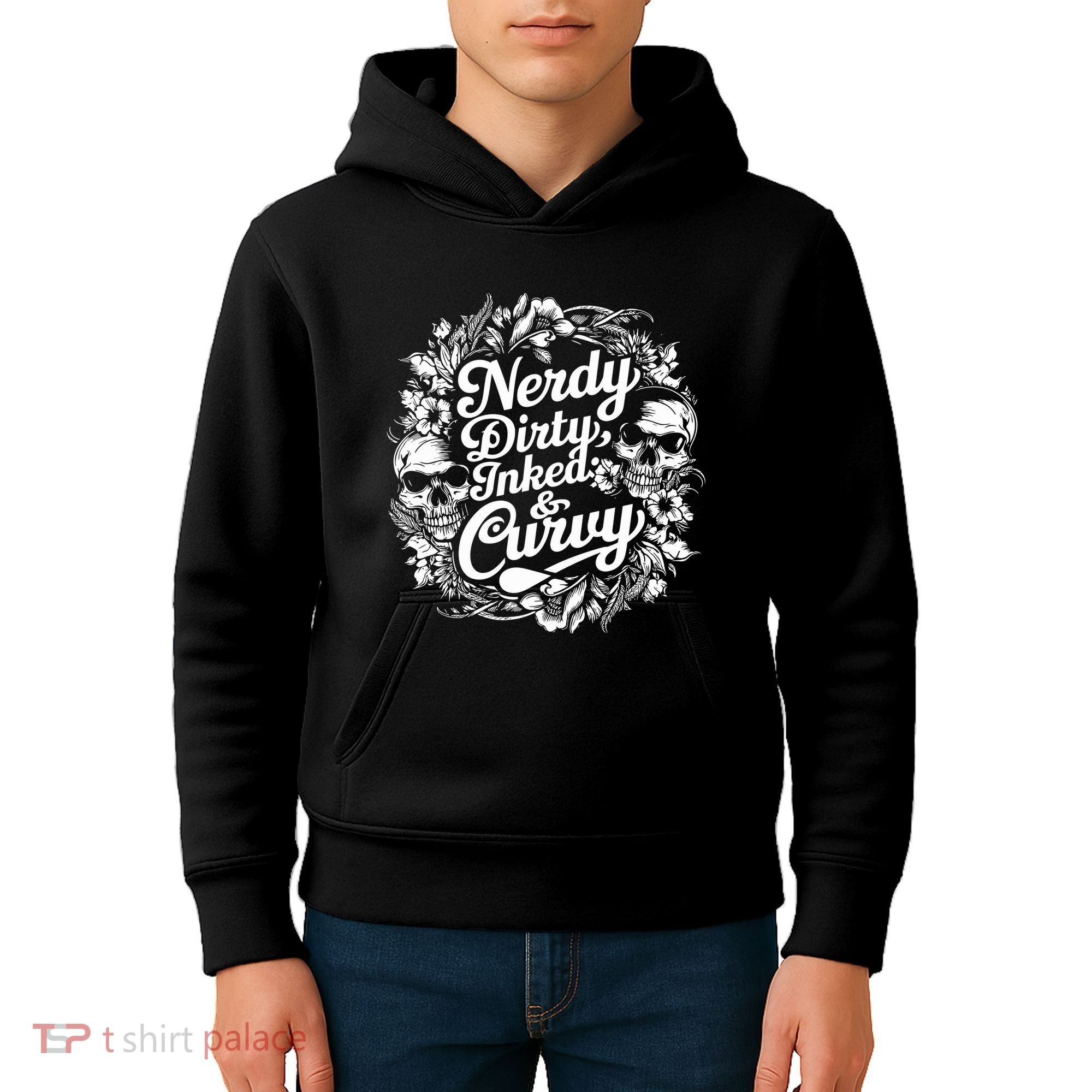 Nerdy Dirty Inked And Curvy Kids Hoodie